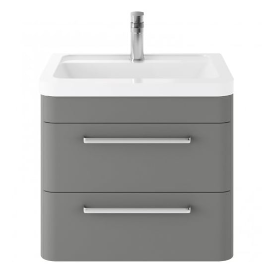 Photo of Solaria 60cm wall vanity with ceramic basin in cool grey