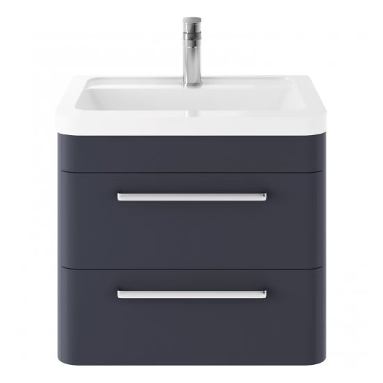 Product photograph of Solaria 60cm Wall Vanity With Ceramic Basin In Indigo Blue from Furniture in Fashion