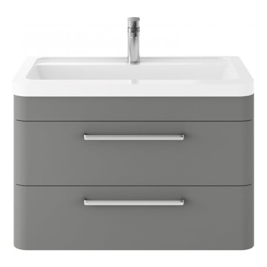 Photo of Solaria 80cm wall vanity with ceramic basin in cool grey