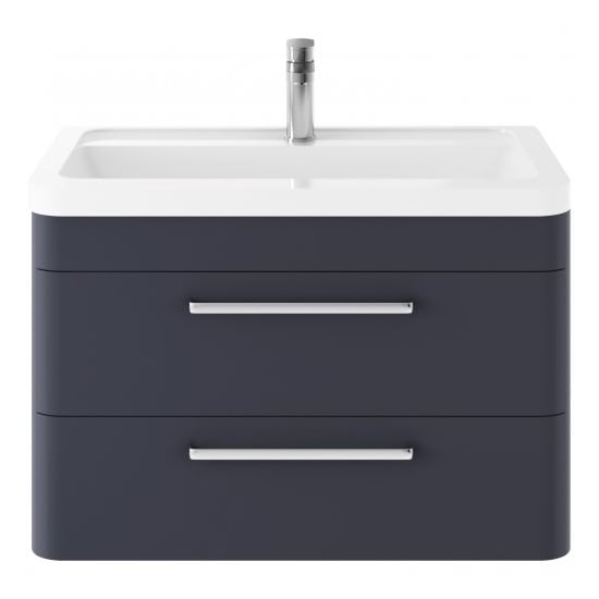 Read more about Solaria 80cm wall vanity with ceramic basin in indigo blue