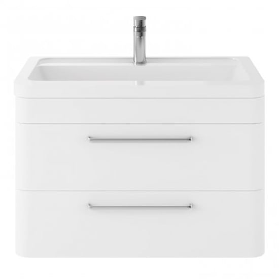 Product photograph of Solaria 80cm Wall Vanity With Ceramic Basin In Pure White from Furniture in Fashion