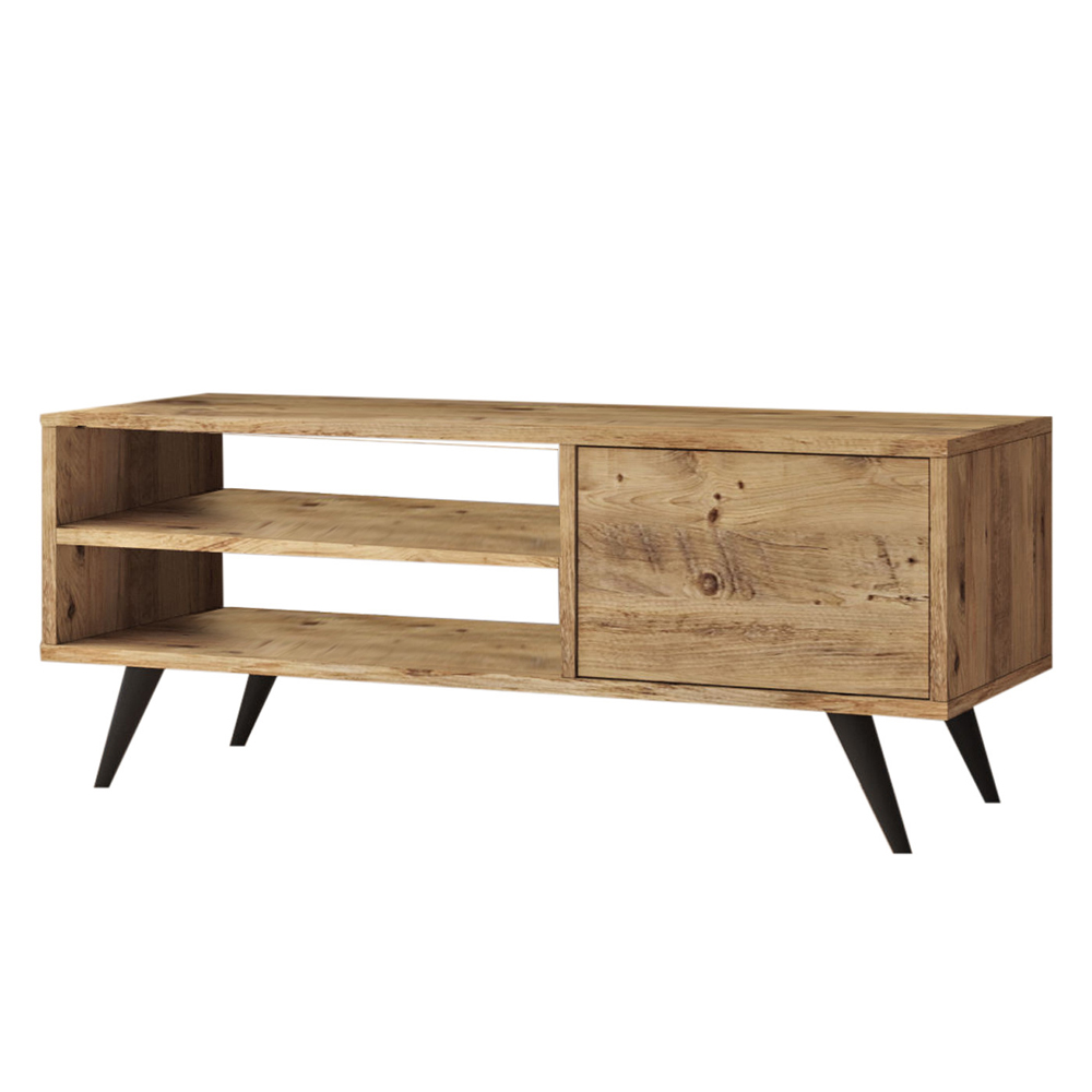 Solaro Wooden TV Stand With 2 Shelves In Atlantic Pine