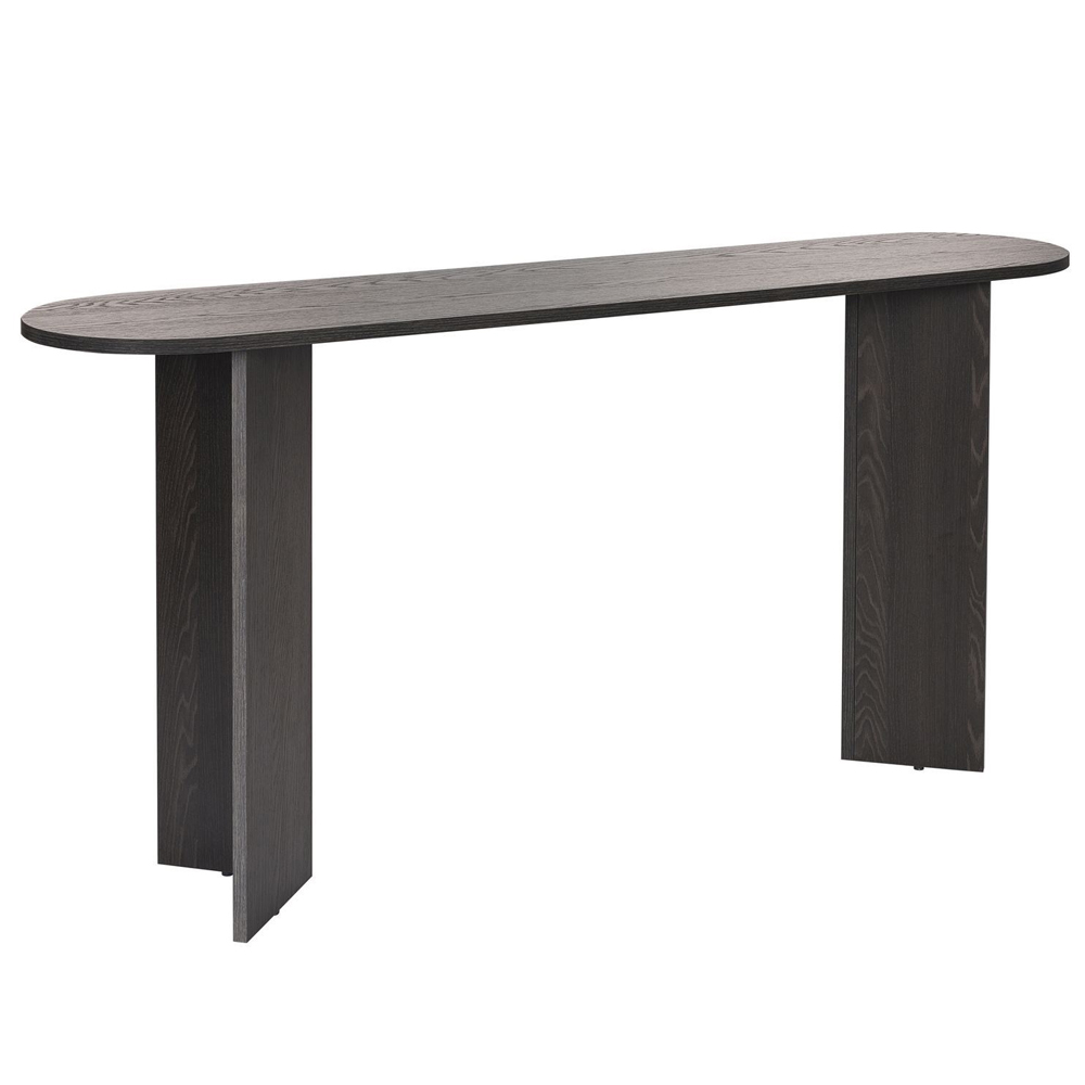 Solea Oval Wooden Console Table In Lumiere Black