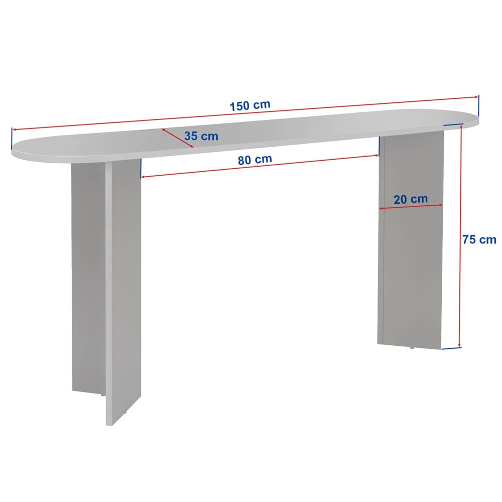 Solea Oval Wooden Console Table In Travertine Marble Effect