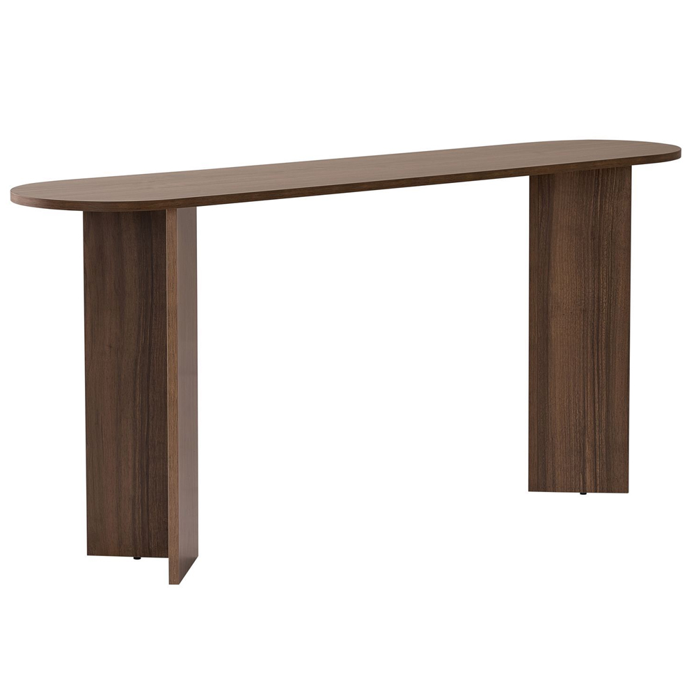 Solea Oval Wooden Console Table In Venezia Walnut