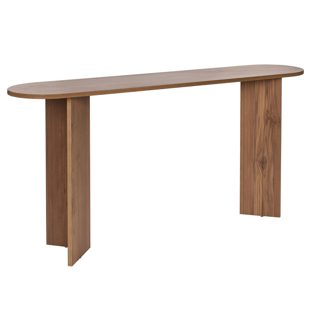 Solea Oval Wooden Console Table In VNT Oak