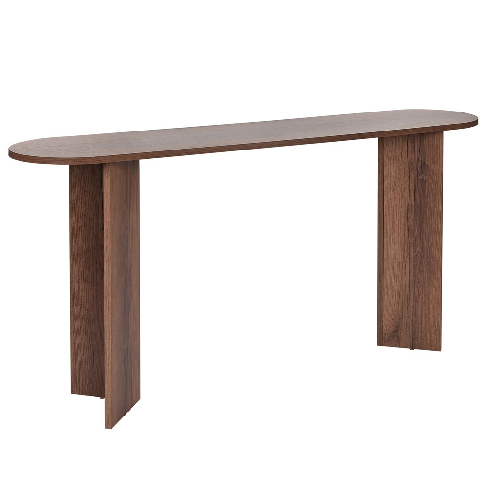 Solea Oval Wooden Console Table In VNT Walnut