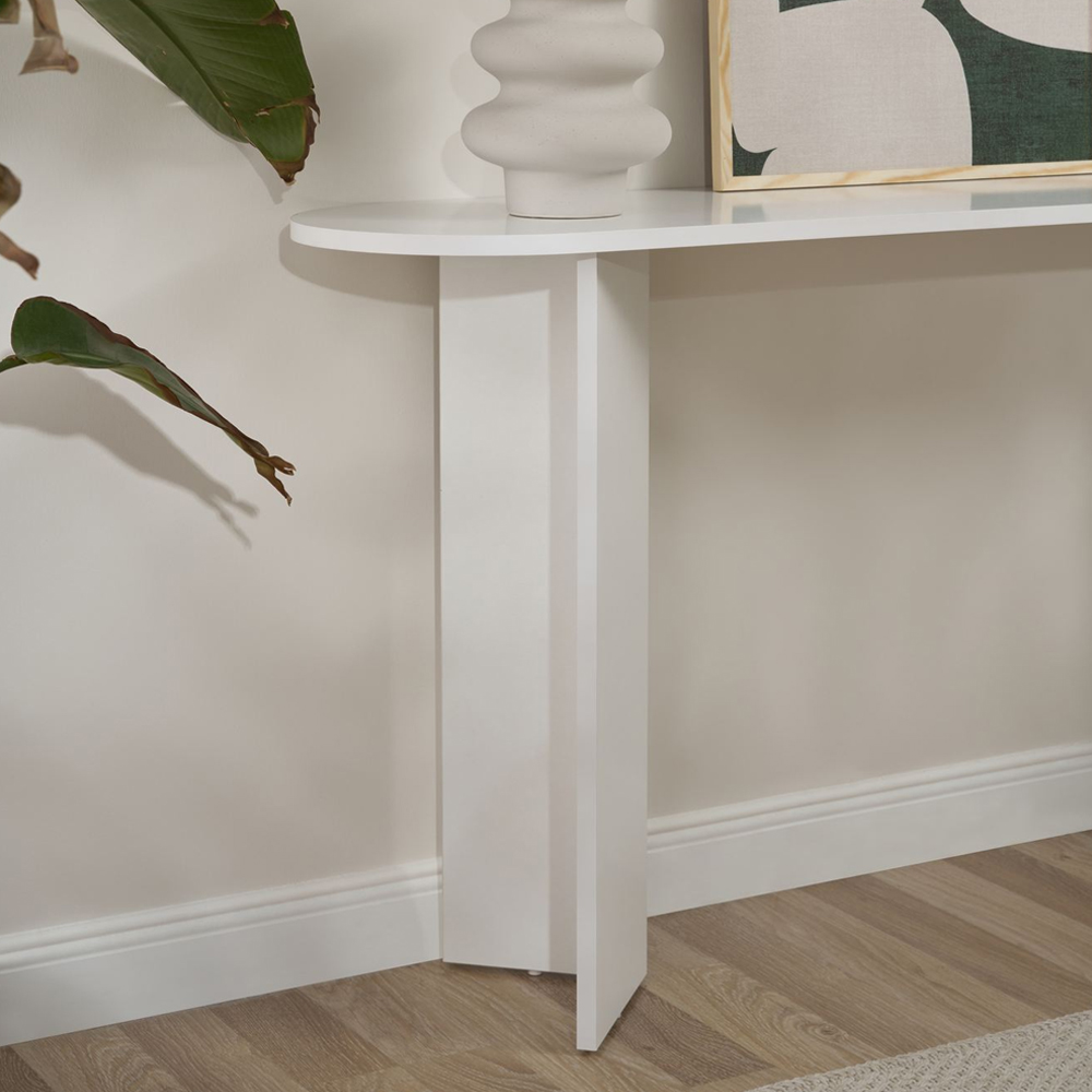 Solea Oval Wooden Console Table In White