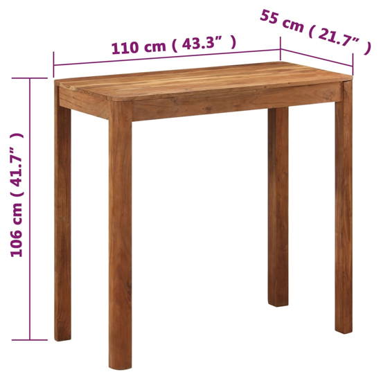 Soleil Solid Wooden Bar Table In Sheesham