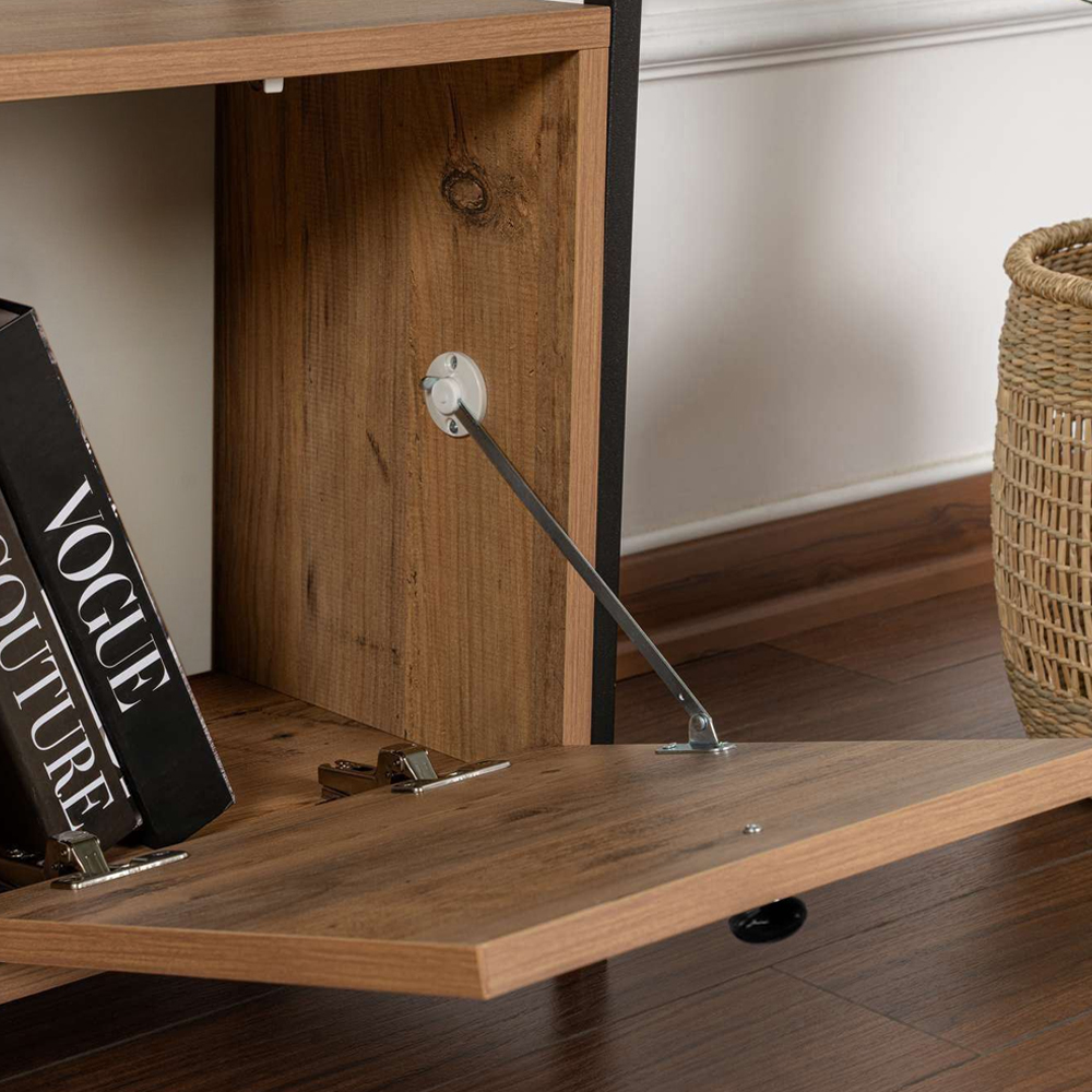 Solero Wooden Console Table with Metal Frame in Atlantic Pine and Black