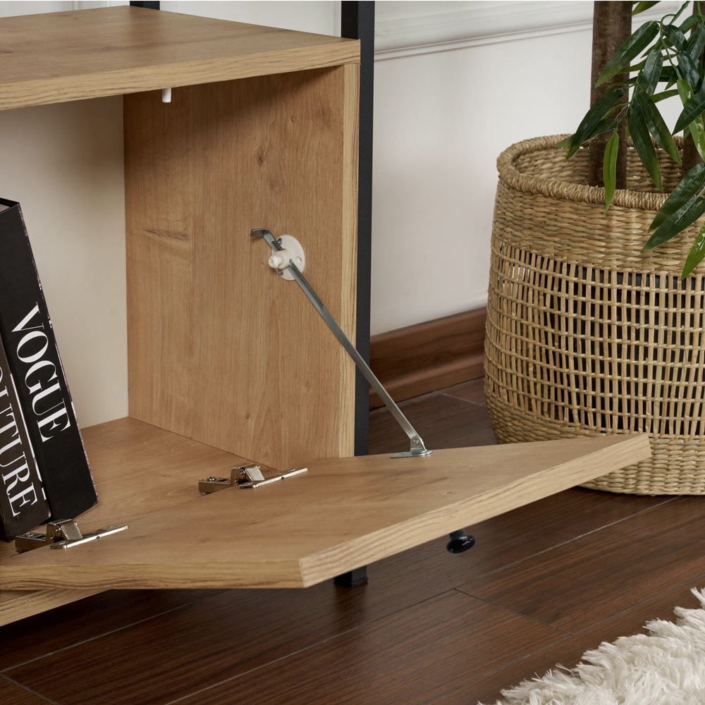 Solero Wooden Console Table with Metal Frame in Oak and Black