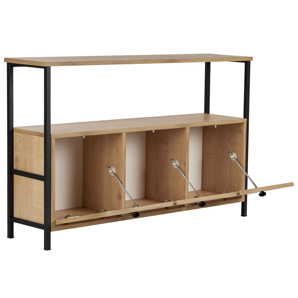 Solero Wooden Console Table with Metal Frame in Oak and Black