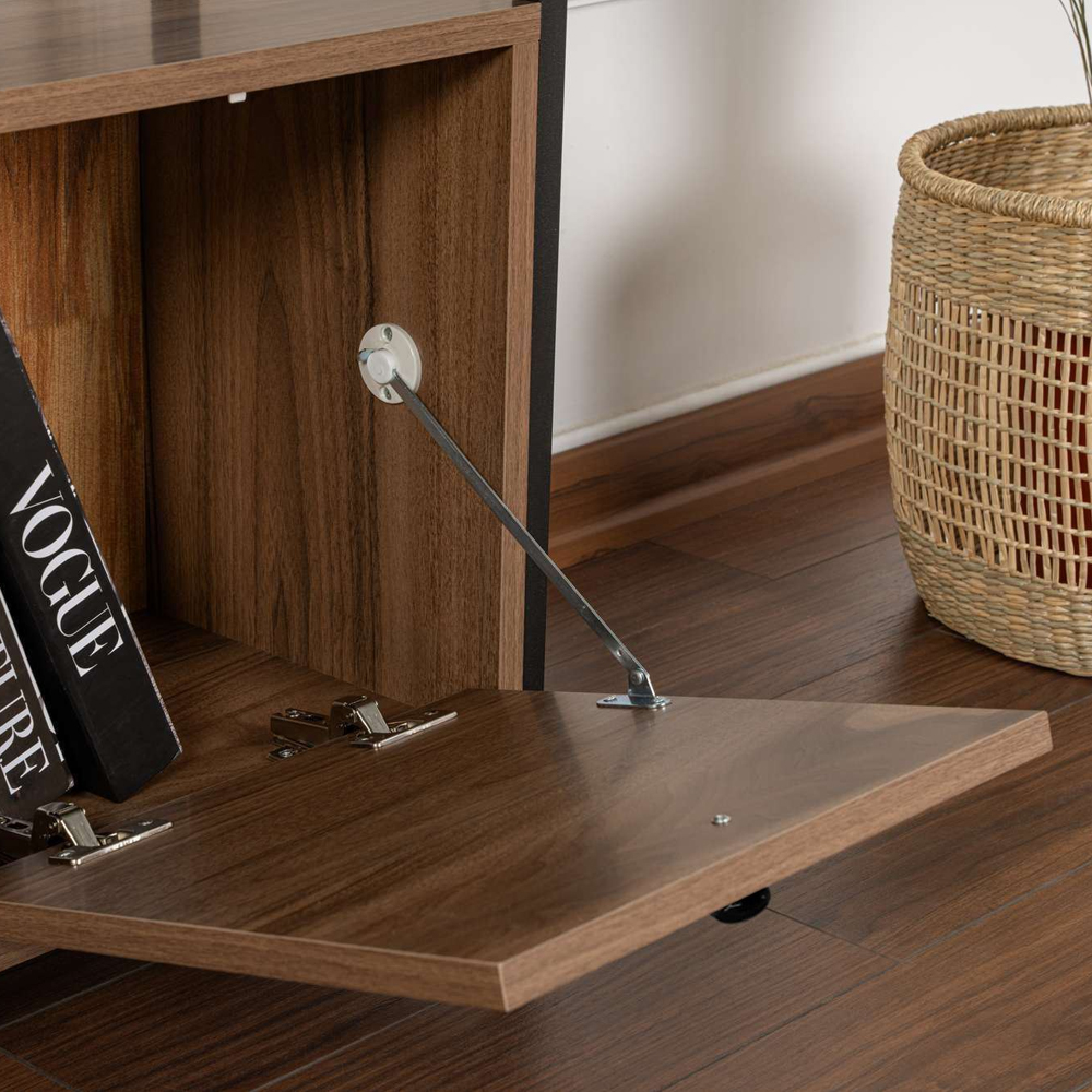Solero Wooden Console Table with Metal Frame in Walnut and Black