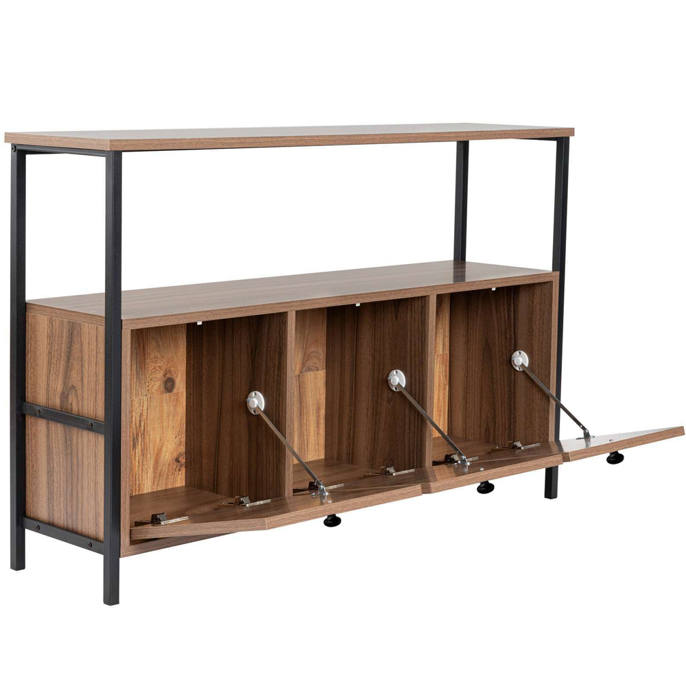 Solero Wooden Console Table with Metal Frame in Walnut and Black