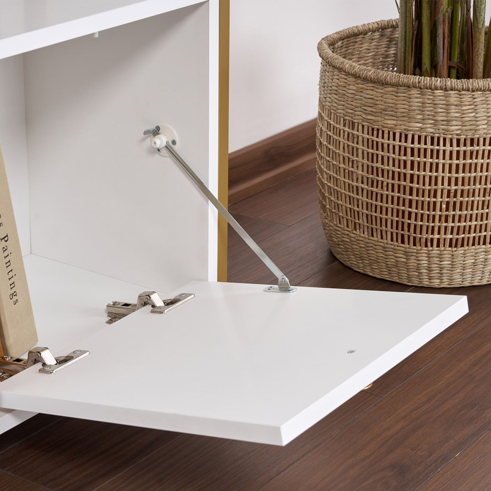 Solero Wooden Console Table with Metal Frame in White and Gold