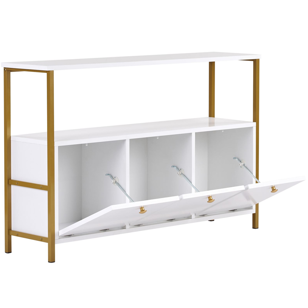 Solero Wooden Console Table with Metal Frame in White and Gold