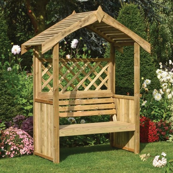 Solesta Wooden Arbour In Natural Timber With Open Slatted Roof_1