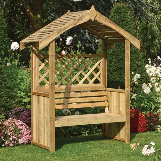 Photo of Solesta wooden arbour in natural timber with open slatted roof