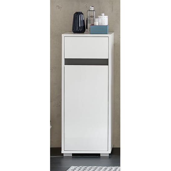 Photo of Solet bathroom floor storage cabinet in white gloss