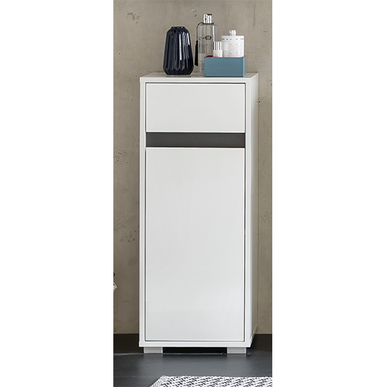 Product photograph of Solet Bathroom Floor Storage Cabinet In White Gloss from Furniture in Fashion