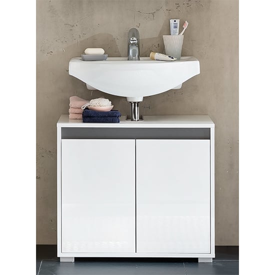 Product photograph of Solet Bathroom Sink Vanity Unit In White High Gloss from Furniture in Fashion