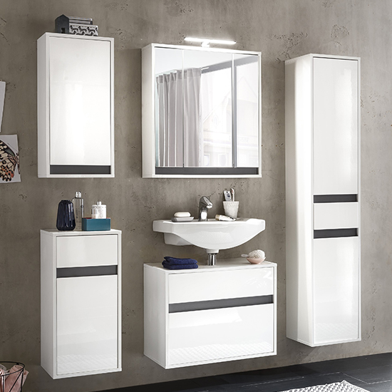 Solet LED Bathroom Furniture Set 4 In White High Gloss_4