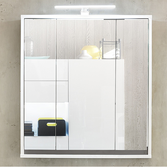 Solet LED Bathroom Mirrored In White High Gloss Furniture in Fashion