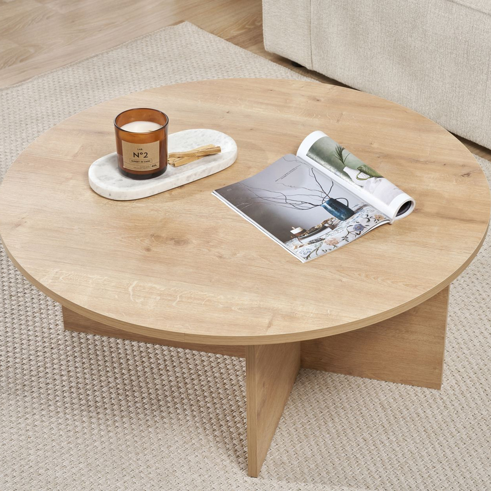 Soleva Round Wooden Coffee Table in Sapphire Oak