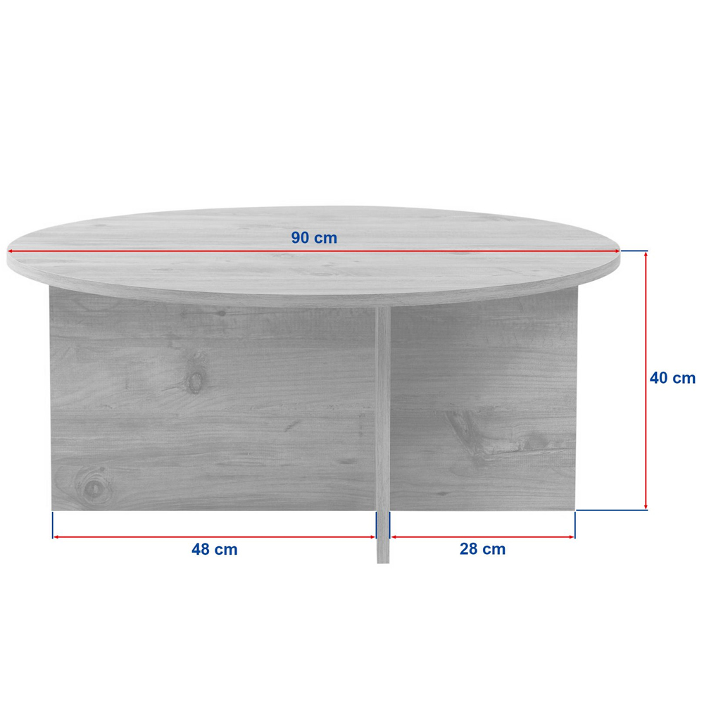 Soleva Round Wooden Coffee Table in Travertine Marble Effect