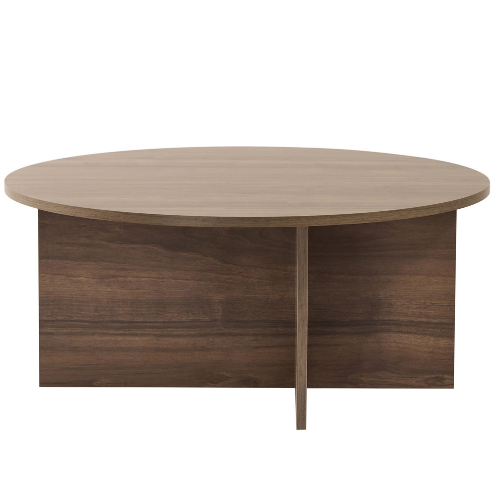 Soleva Round Wooden Coffee Table in Walnut