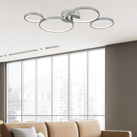 Product photograph of Solexa Led 4 Lights Ring Flush Ceiling Light In Chrome from Furniture in Fashion