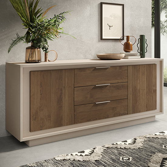 Read more about Soller wooden sideboard 2 doors 3 drawers in cashmere walnut