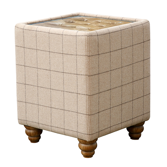 Solna Glass Top Leather And Wool Side Table In Natural_2