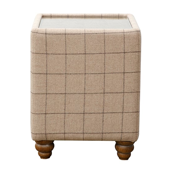 Solna Glass Top Leather And Wool Side Table In Natural_1