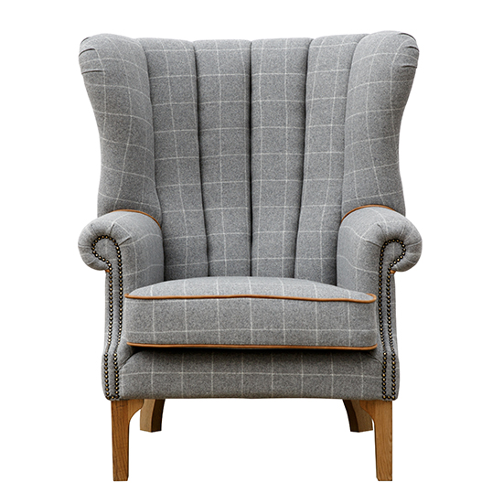 Product photograph of Solna Leather And Wool Fluted Lounge Chair In Grey from Furniture in Fashion