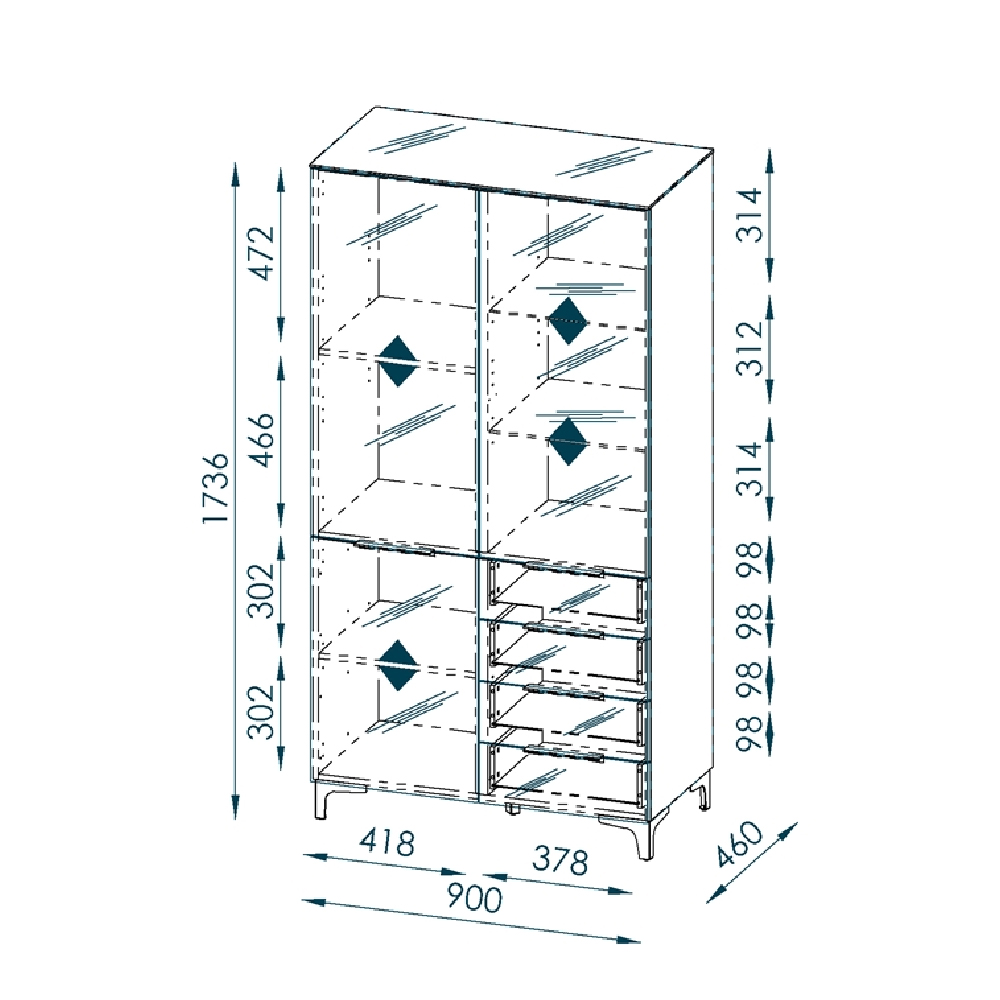 Solna Wooden Display Cabinet With Black Glass Fronts In Oak