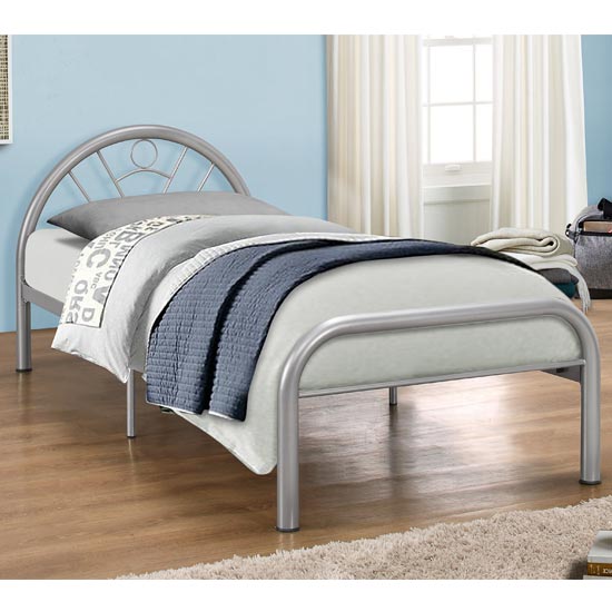Solo Steel Single Bed In Silver_1