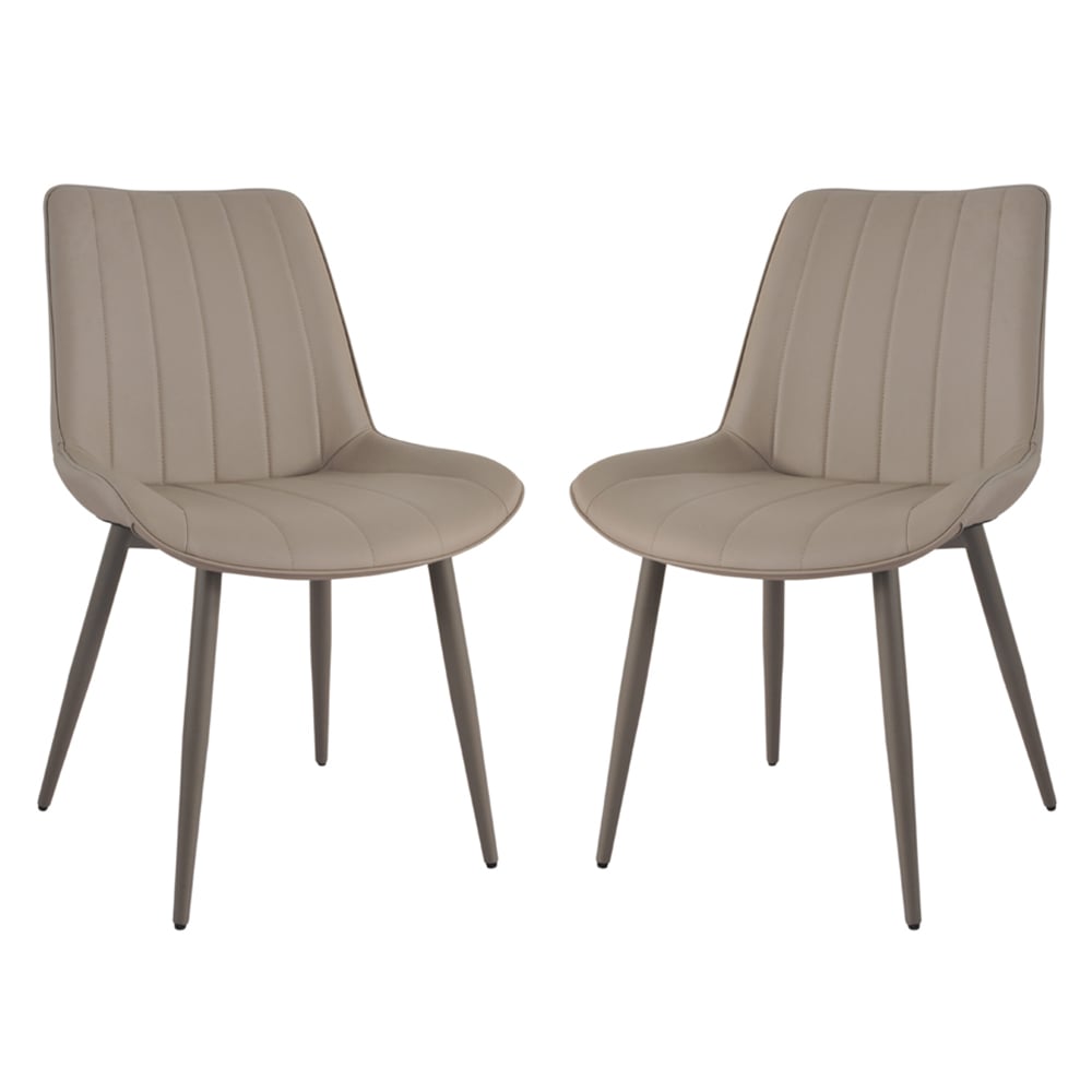 Solomona Champagne PU Leather Dining Chairs In Pair