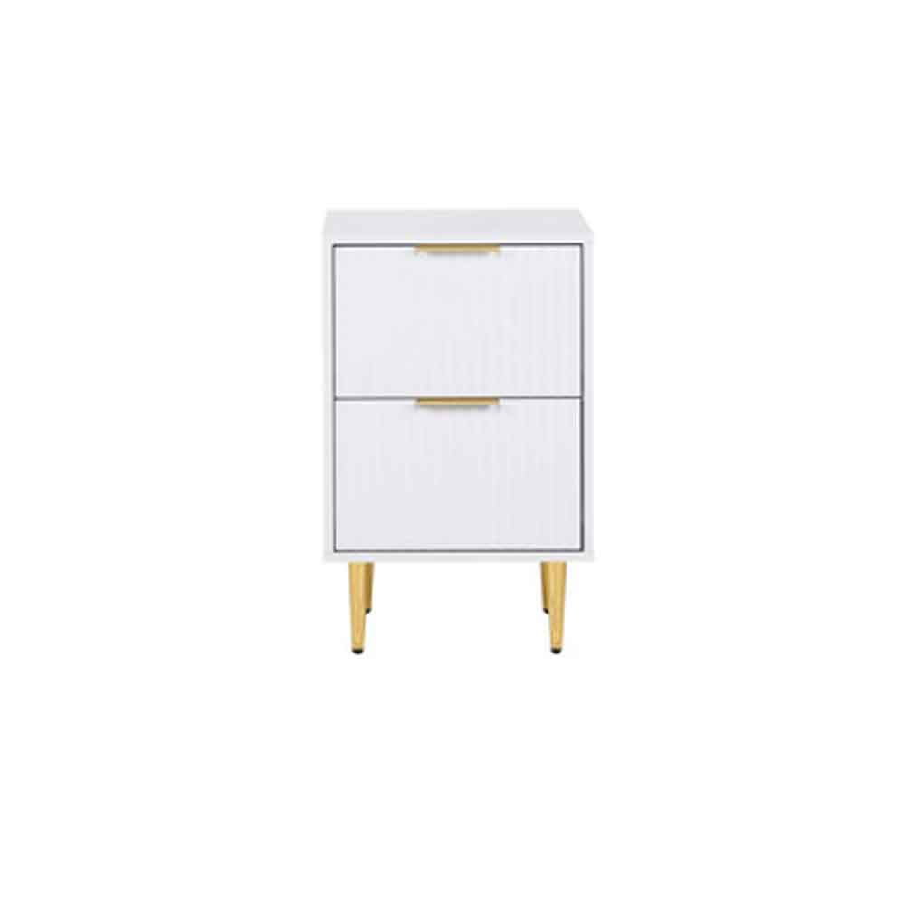 Solvian Wooden Fluted Bedside Cabinet with 2 Drawers in White