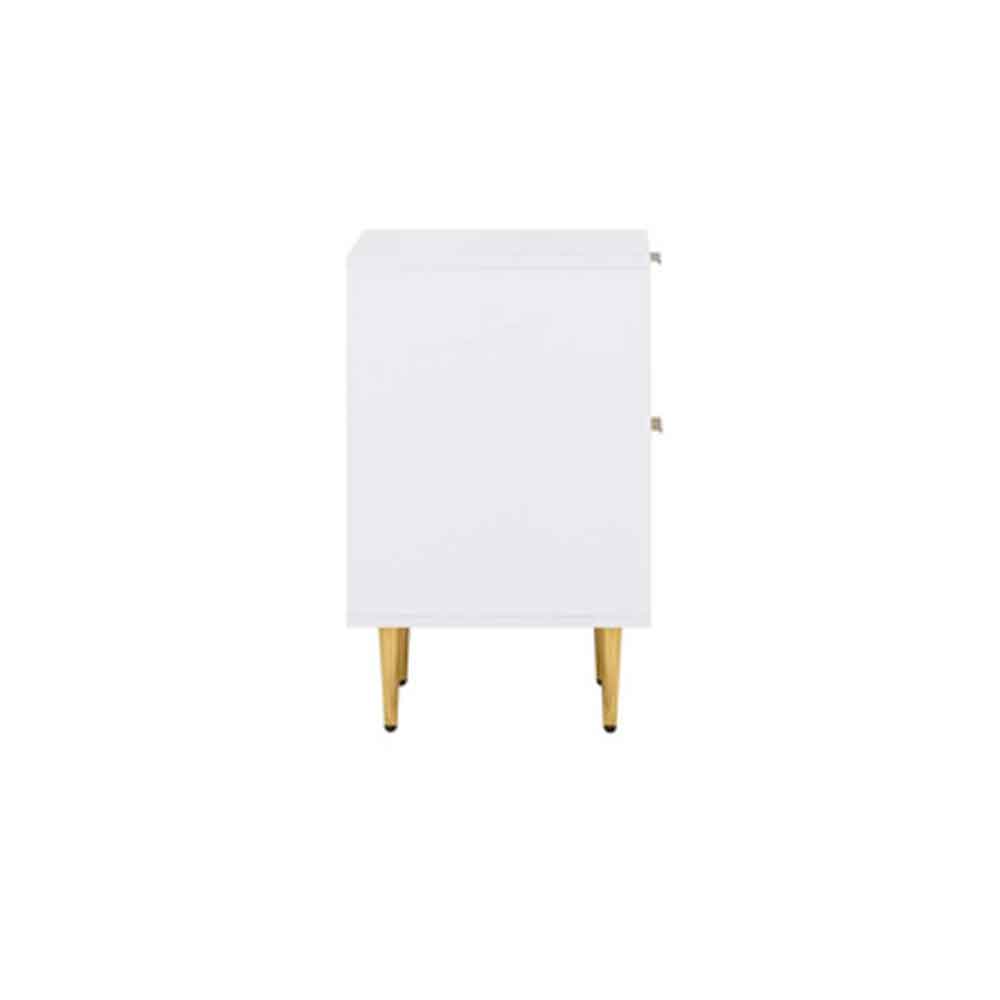 Solvian Wooden Fluted Bedside Cabinet with 2 Drawers in White
