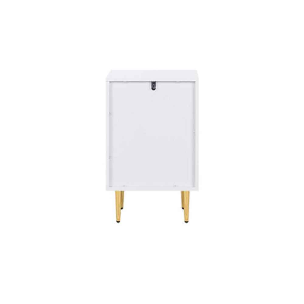 Solvian Wooden Fluted Bedside Cabinet with 2 Drawers in White