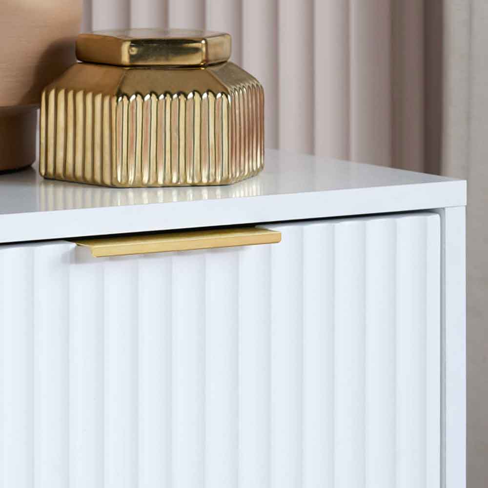 Solvian Wooden Fluted Bedside Cabinet with 2 Drawers in White