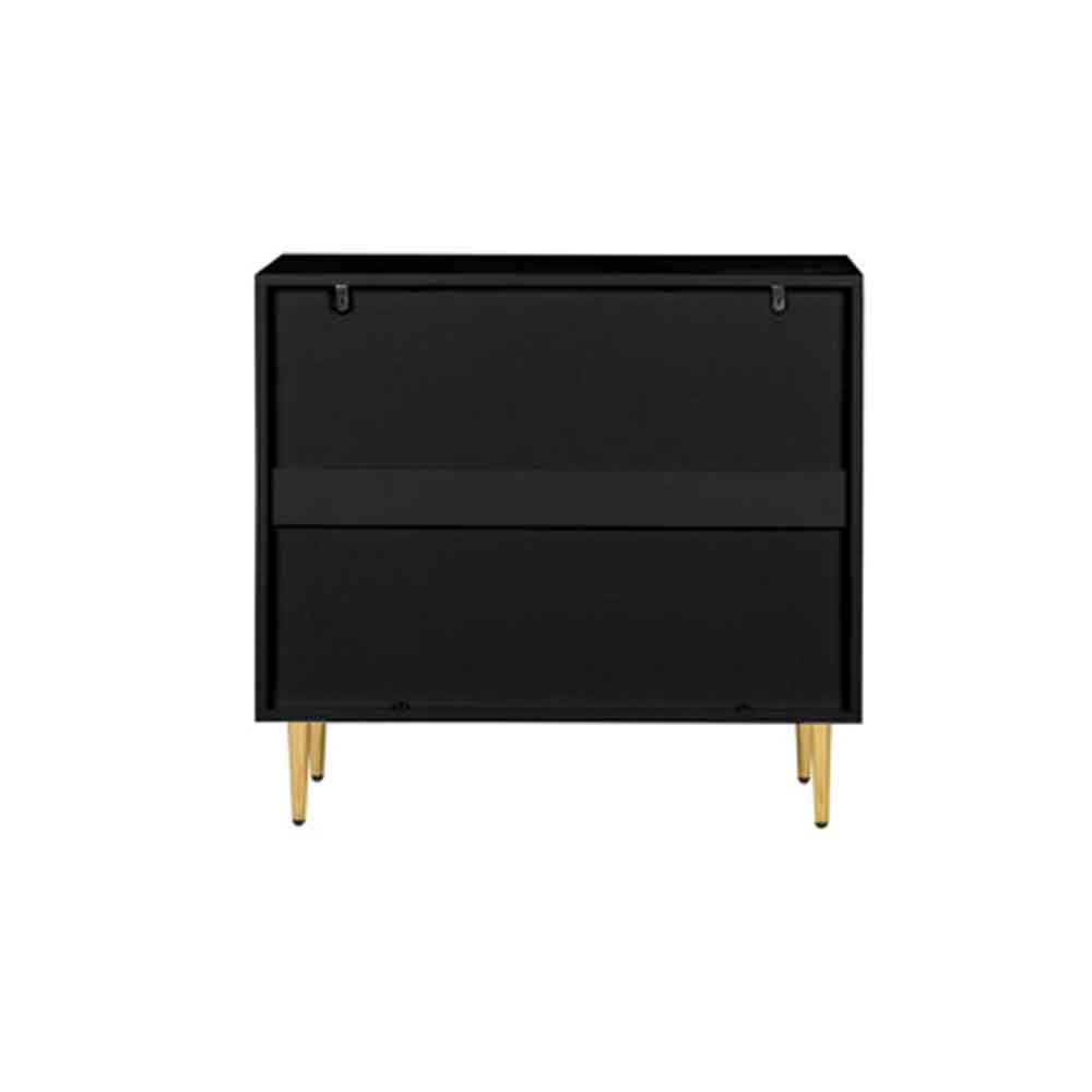 Solvian Wooden Fluted Chest Of 3 Drawers in Black