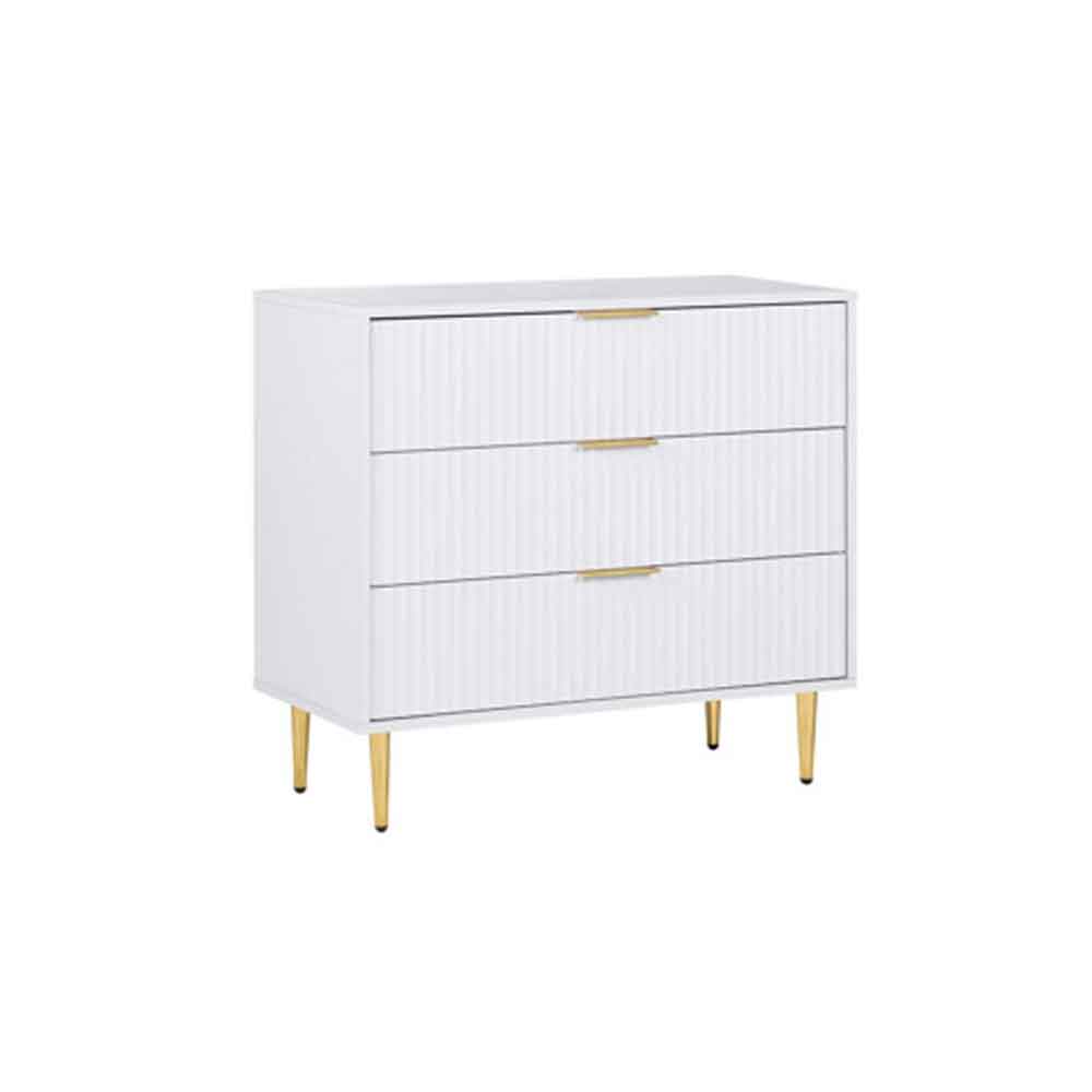 Solvian Wooden Fluted Chest Of 3 Drawers in White