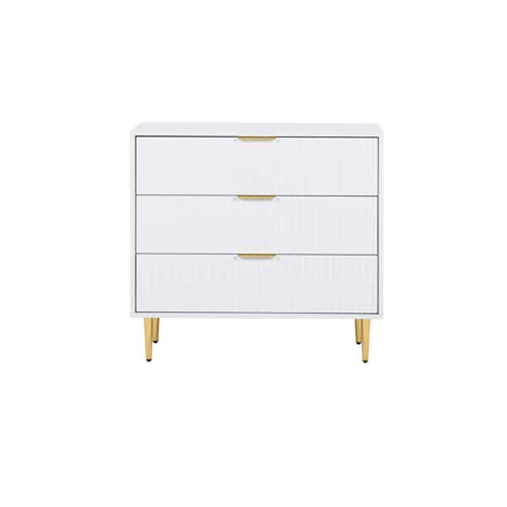 Solvian Wooden Fluted Chest Of 3 Drawers in White