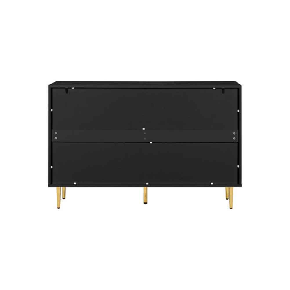 Solvian Wooden Fluted Chest Of 6 Drawers in Black
