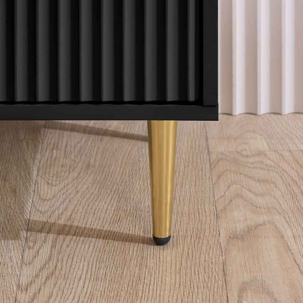 Solvian Wooden Fluted Chest Of 6 Drawers in Black