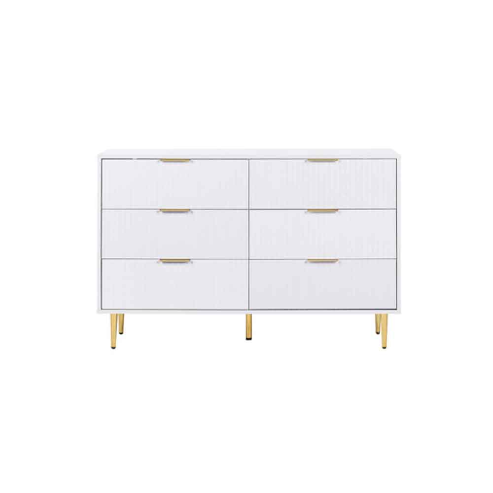 Solvian Wooden Fluted Chest Of 6 Drawers in White