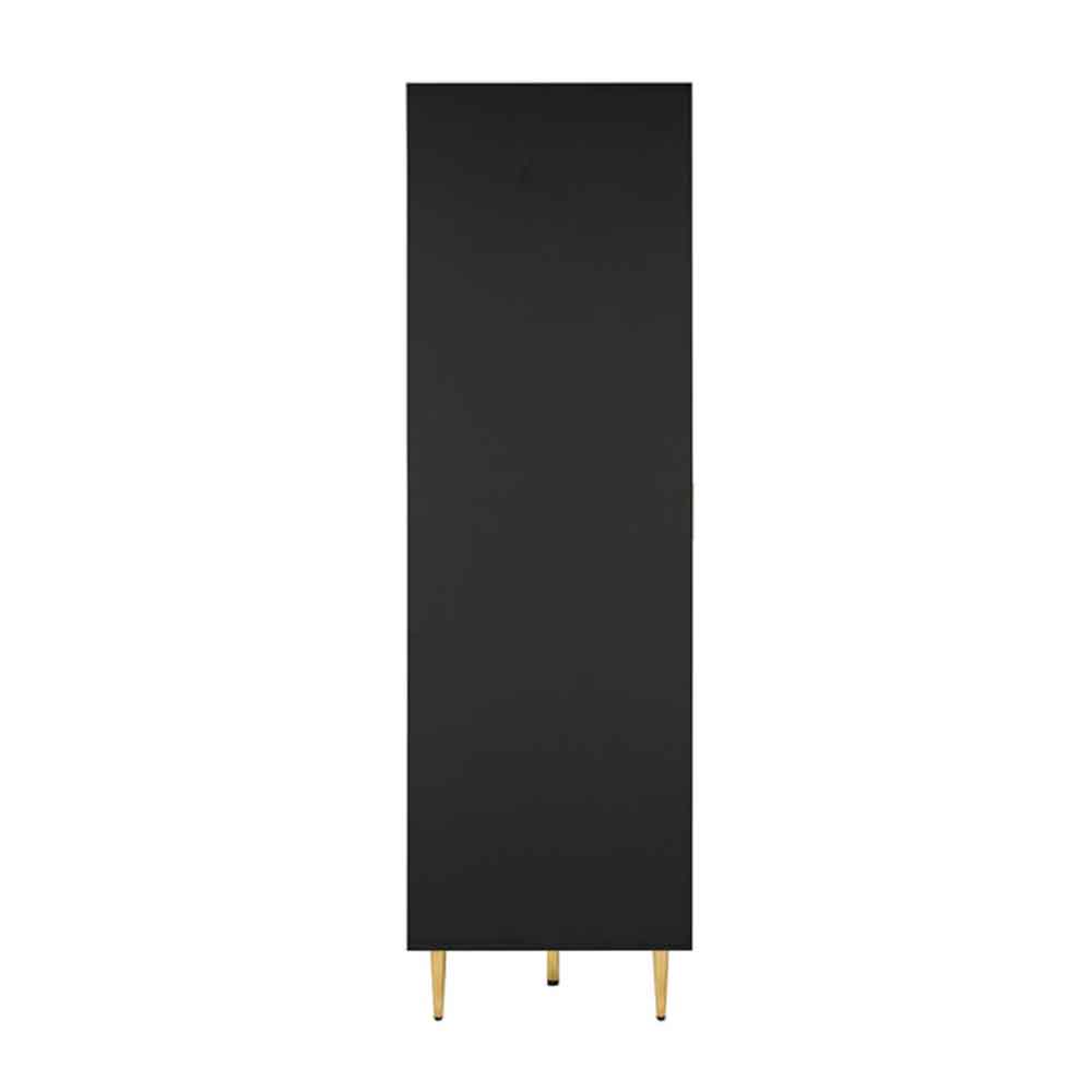 Solvian Wooden Fluted Wardrobe with 2 Doors in Black