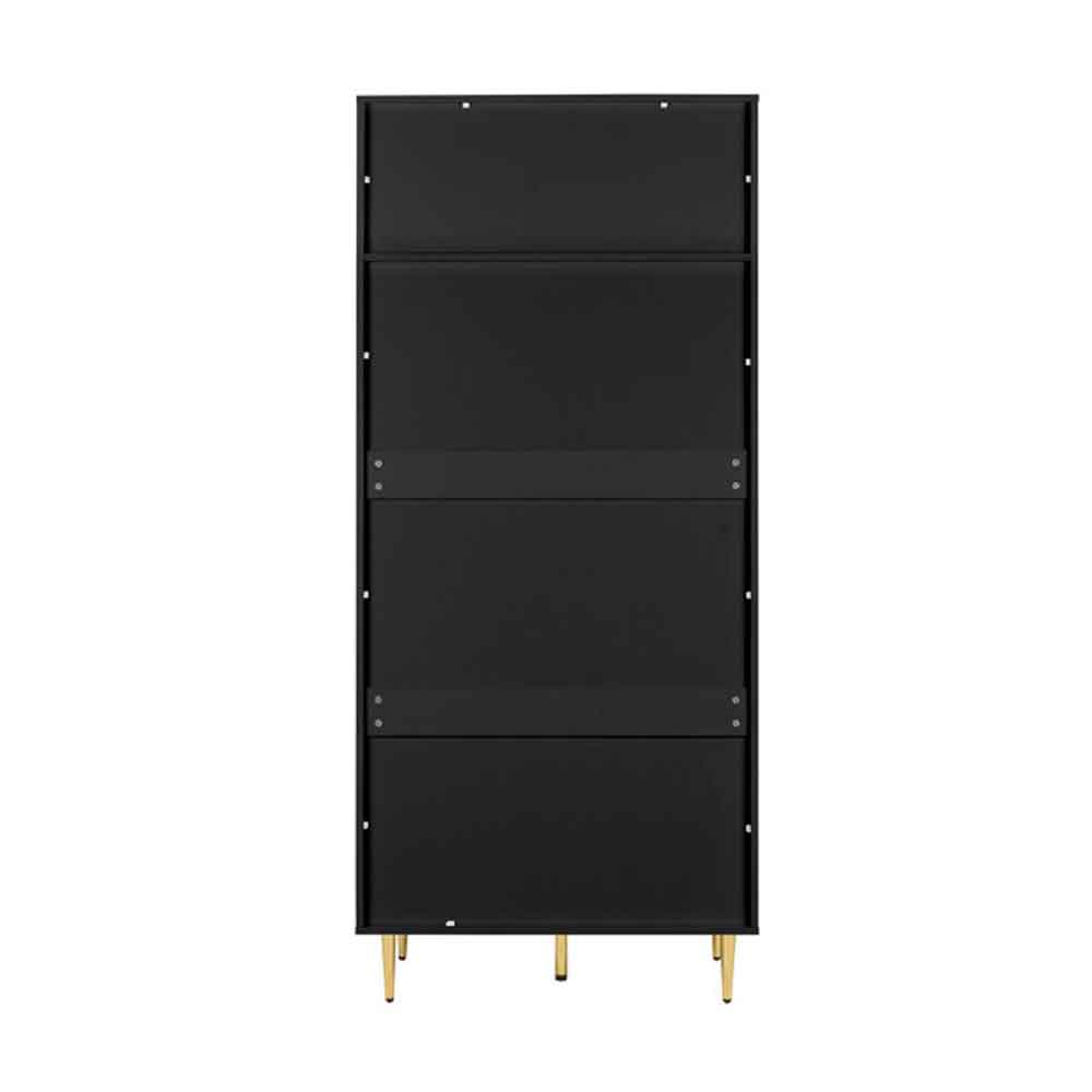 Solvian Wooden Fluted Wardrobe with 2 Doors in Black
